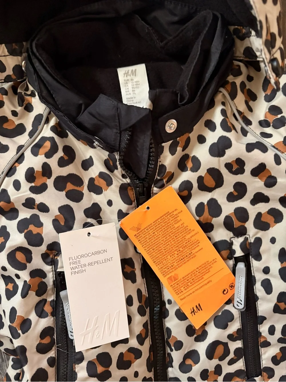 H&M Beige Leopard Print snowsuit with Black Trim